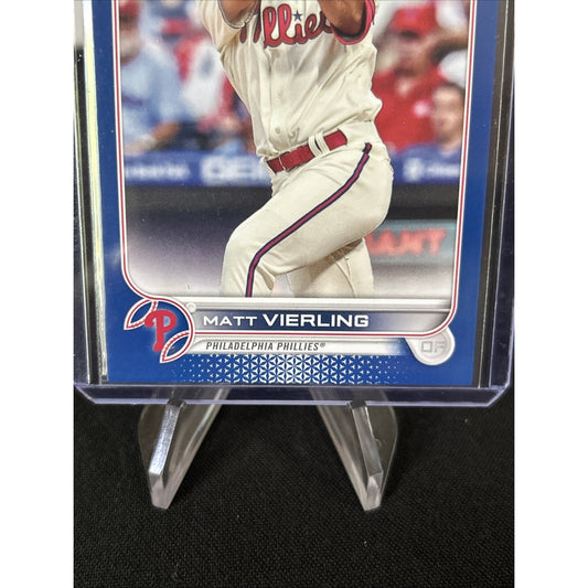 MATT VIERLING 2022 TOPPS BASEBALL SERIES 1 BLUE BORDER PARALLEL RC #316 B-16