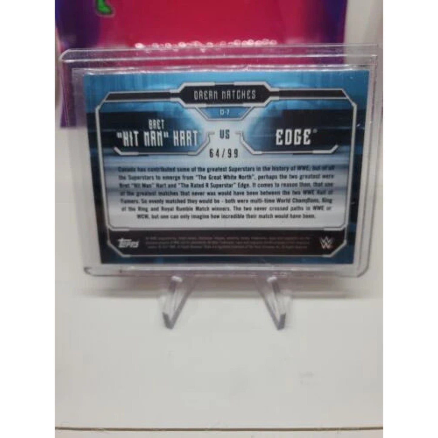 2017 Topps WWE Undisputed Dream Matches Bronze Bret Hit Man Hart vs Edge 64/99