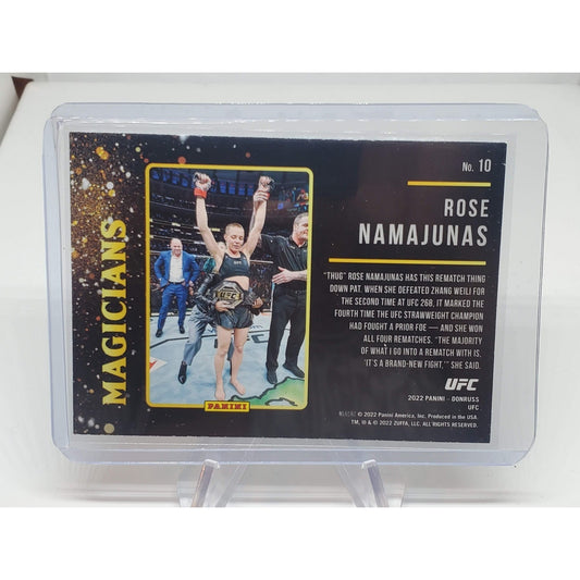 2022 Donruss UFC Magicians Green Flood Silver Holo SP Rose Namajunas #10
