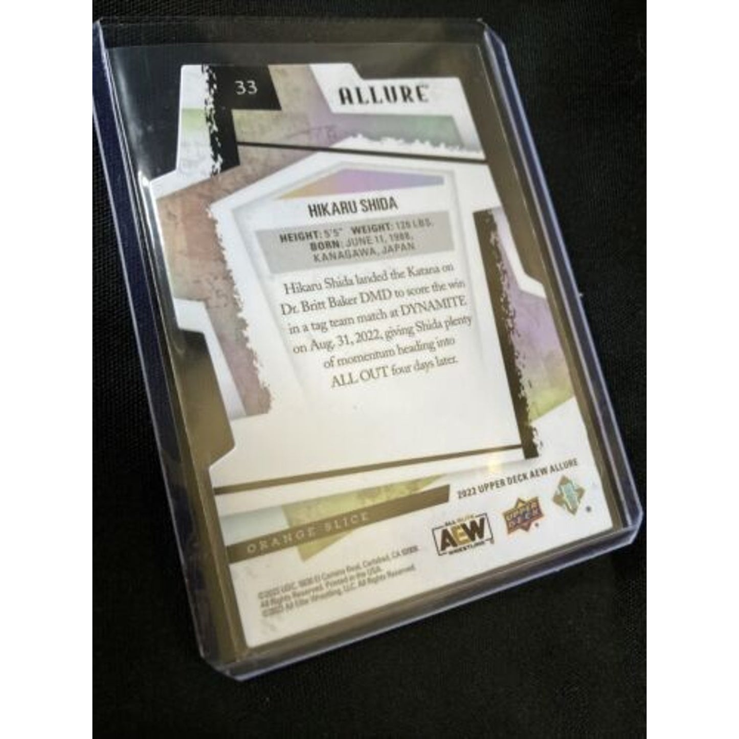 2022 Upper Deck Allure AEW Hikaru Shida Orange Slice Diecut #33 / Pack Fresh New
