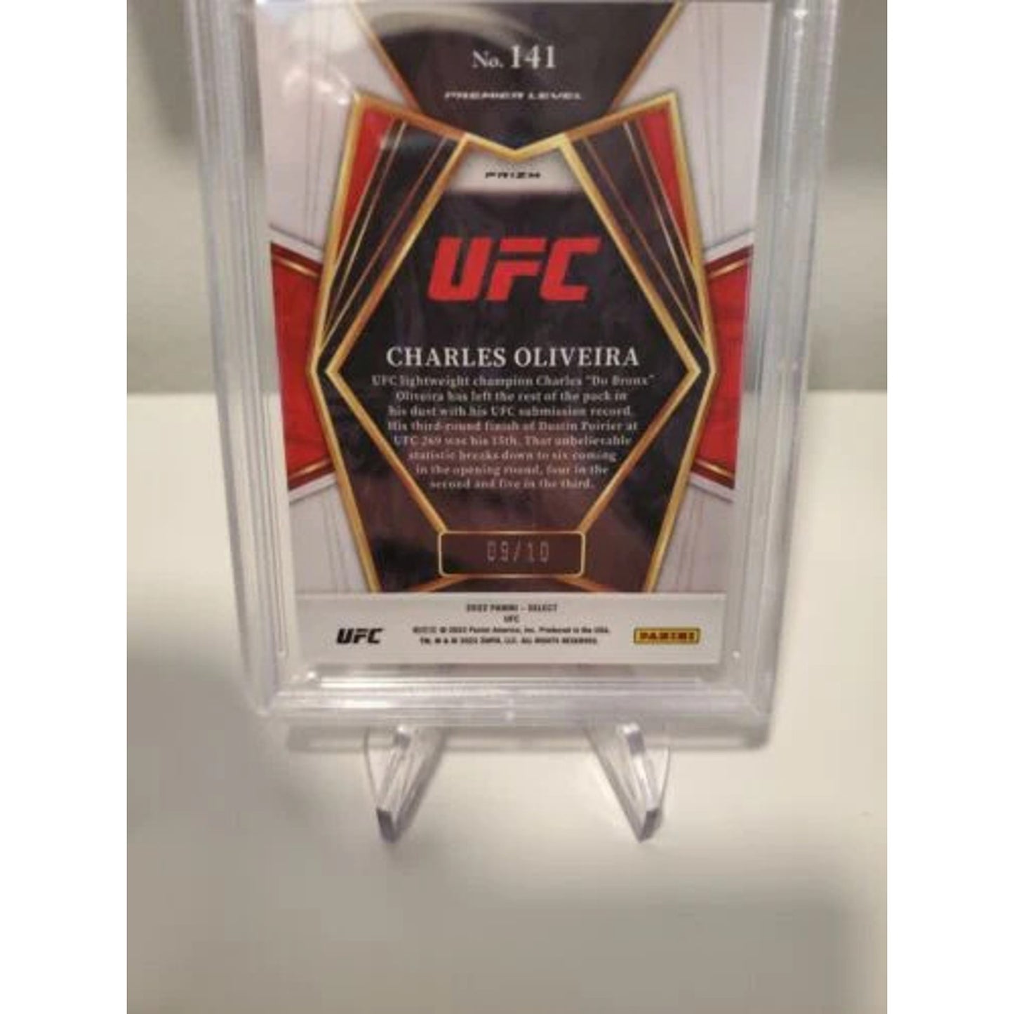 2022 PANINI SELECT UFC CHARLES OLIVEIRA #141 GOLD FLASH 9/10 PSA 9 MINT POP 1