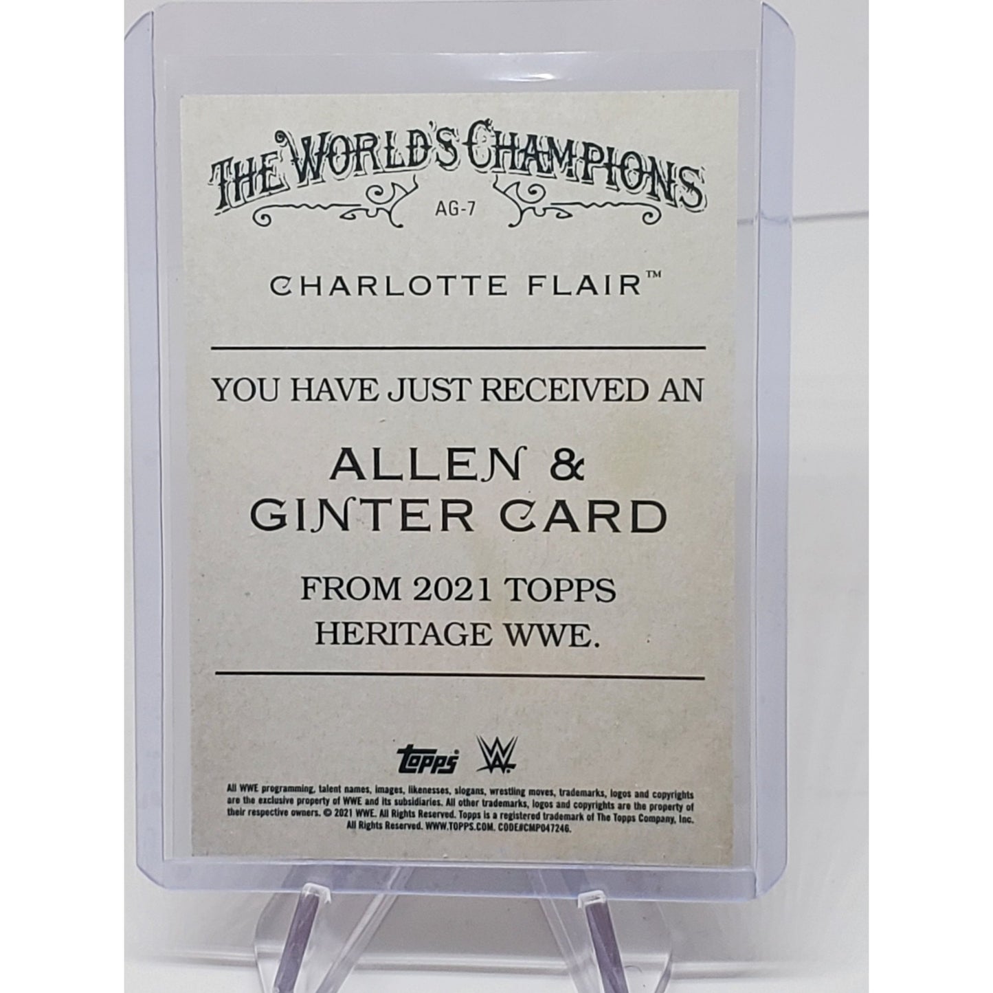 2021 Topps Heritage WWE Wrestling Allen & Ginter Insert #AG-7 Charlotte Flair