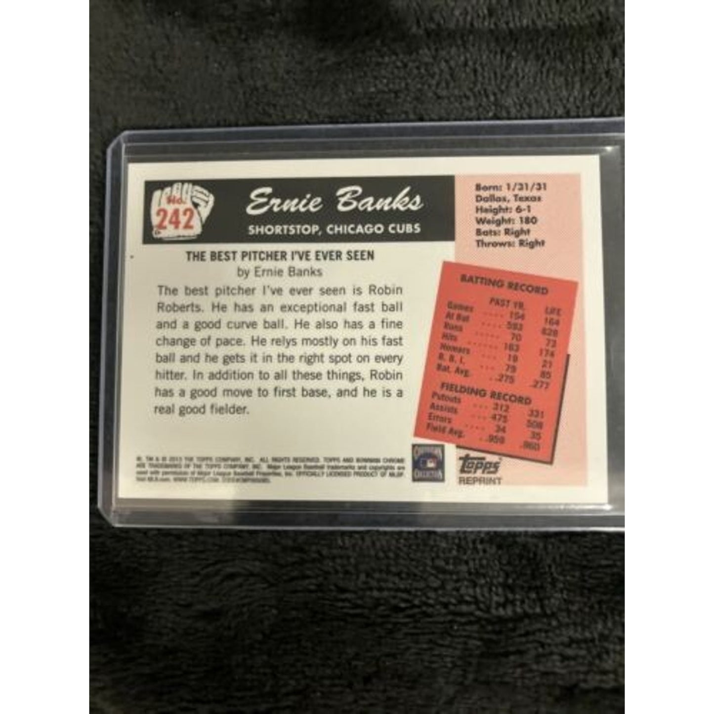 Ernie Banks 2013 Bowman Chrome Draft #242 Blue Sapphire Rookie Reprint Pack New