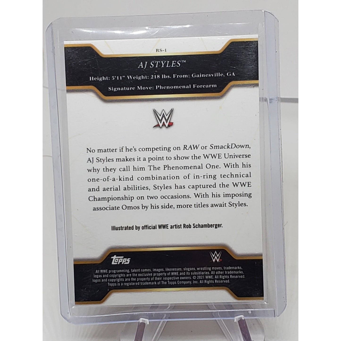 2021 Topps WWE Undisputed Rob Schamberger Illustrations AJ Styles Wrestling Card