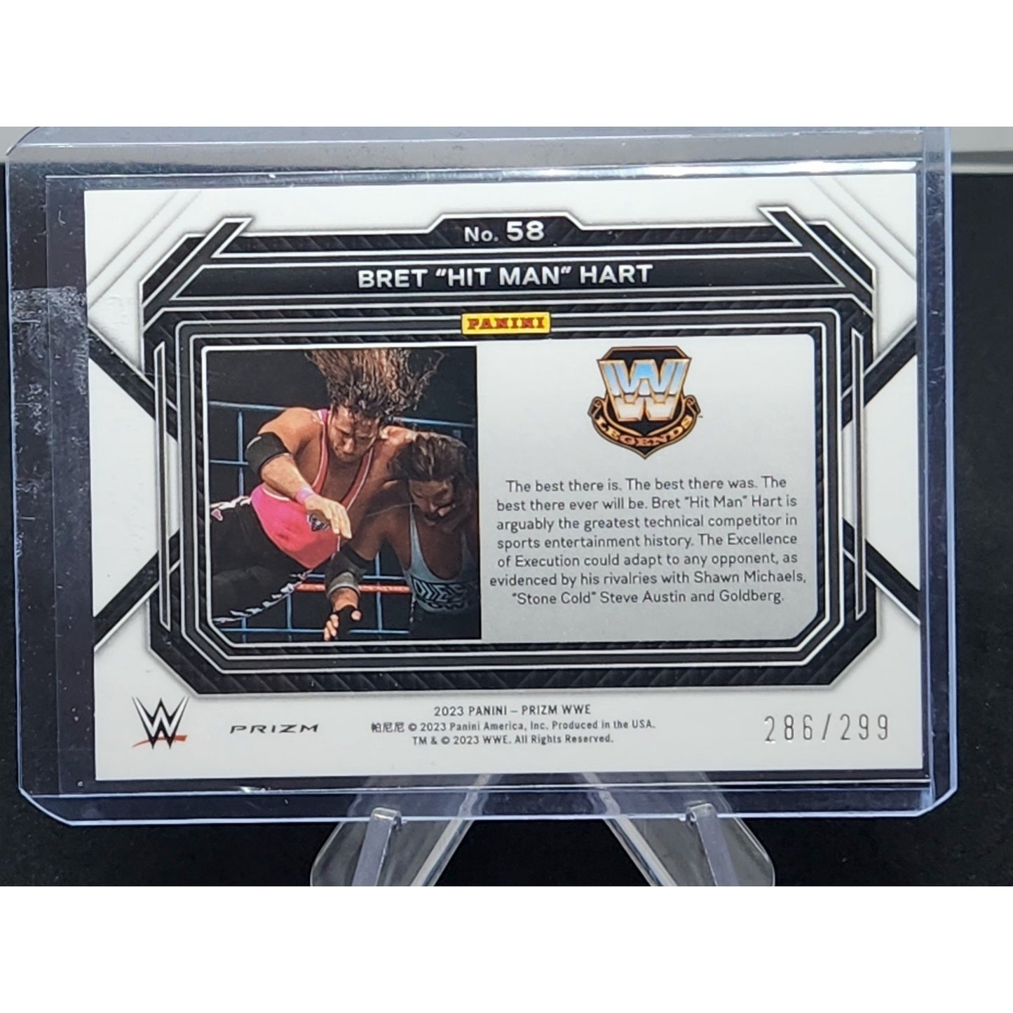 2023 Panini Prizm WWE Prizms Red #58 Bret "Hit Man" Hart /299