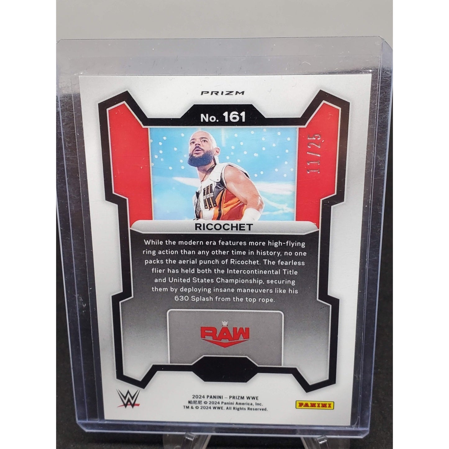 2024 Ricochet Panini Prizm WWE Blue Disco #/25 SSP Parallel