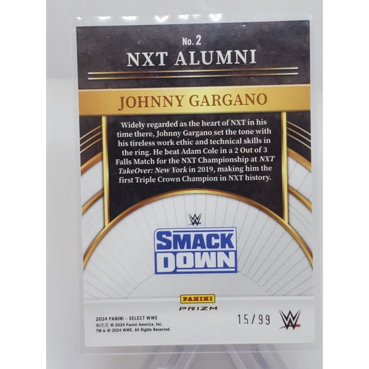 2024 PANINI SELECT WWE JOHNNY GARGANO #15 /99 NXT ALUMNI RED PRIZM SP
