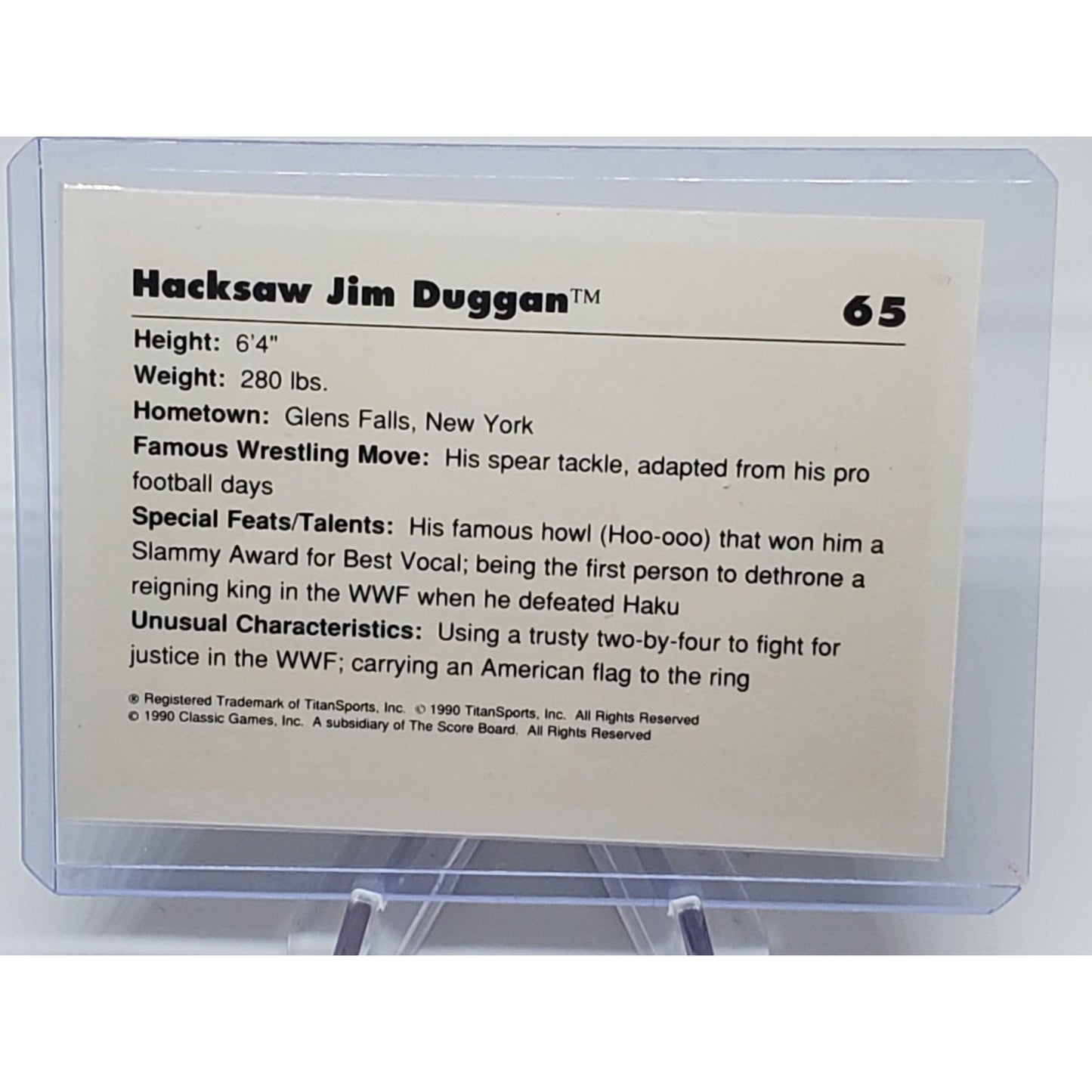 Hacksaw Jim Duggan 1990 WWF Wrestling Classic Card #65