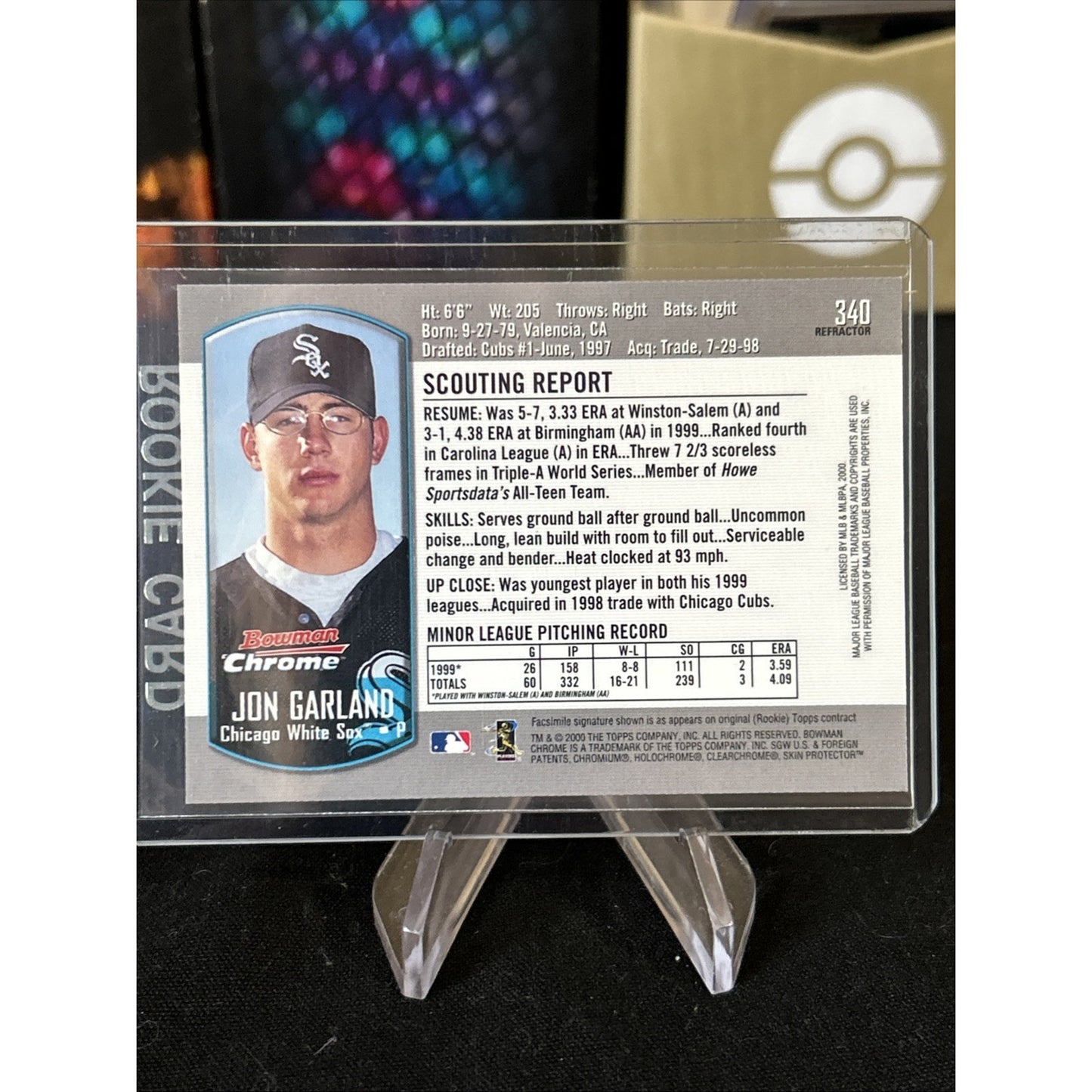 2000 Bowman Chrome Refractor Jon Garland #340 / Rookie Card / Looks Mint