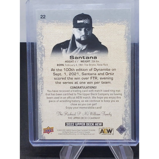 2022 UPPER DECK AEW ALL ELITE WRESTLING - SANTANA - MAT RELIC