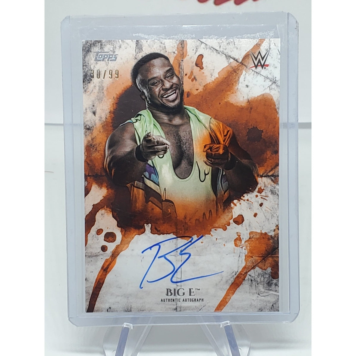 WWE Big E 2018 Topps Undisputed Orange On Card Autograph /99