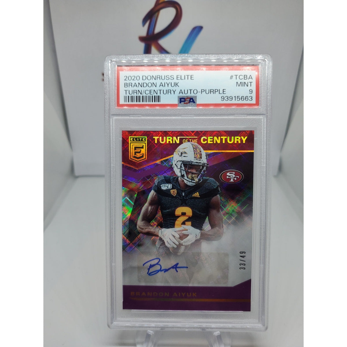 2020 Donruss Elite Brandon Aiyuk Turn of CENTURY ROOKIE Auto #/49 PSA 9 POP 1