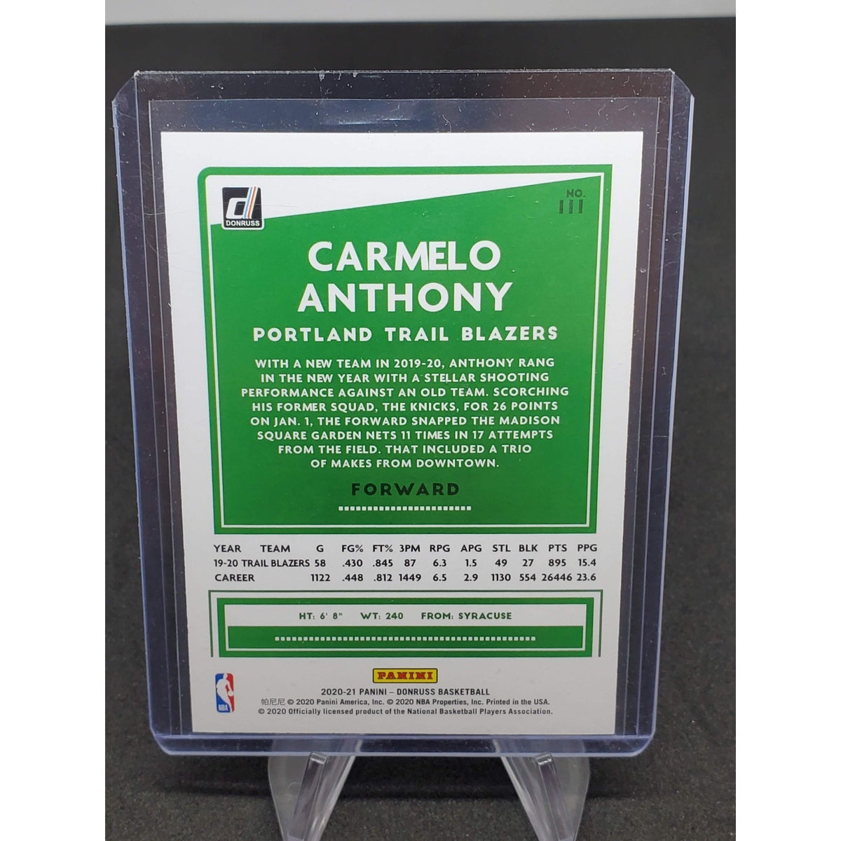 2020-21 Panini Donruss - Carmelo Anthony #111 Press Proof Silver /349