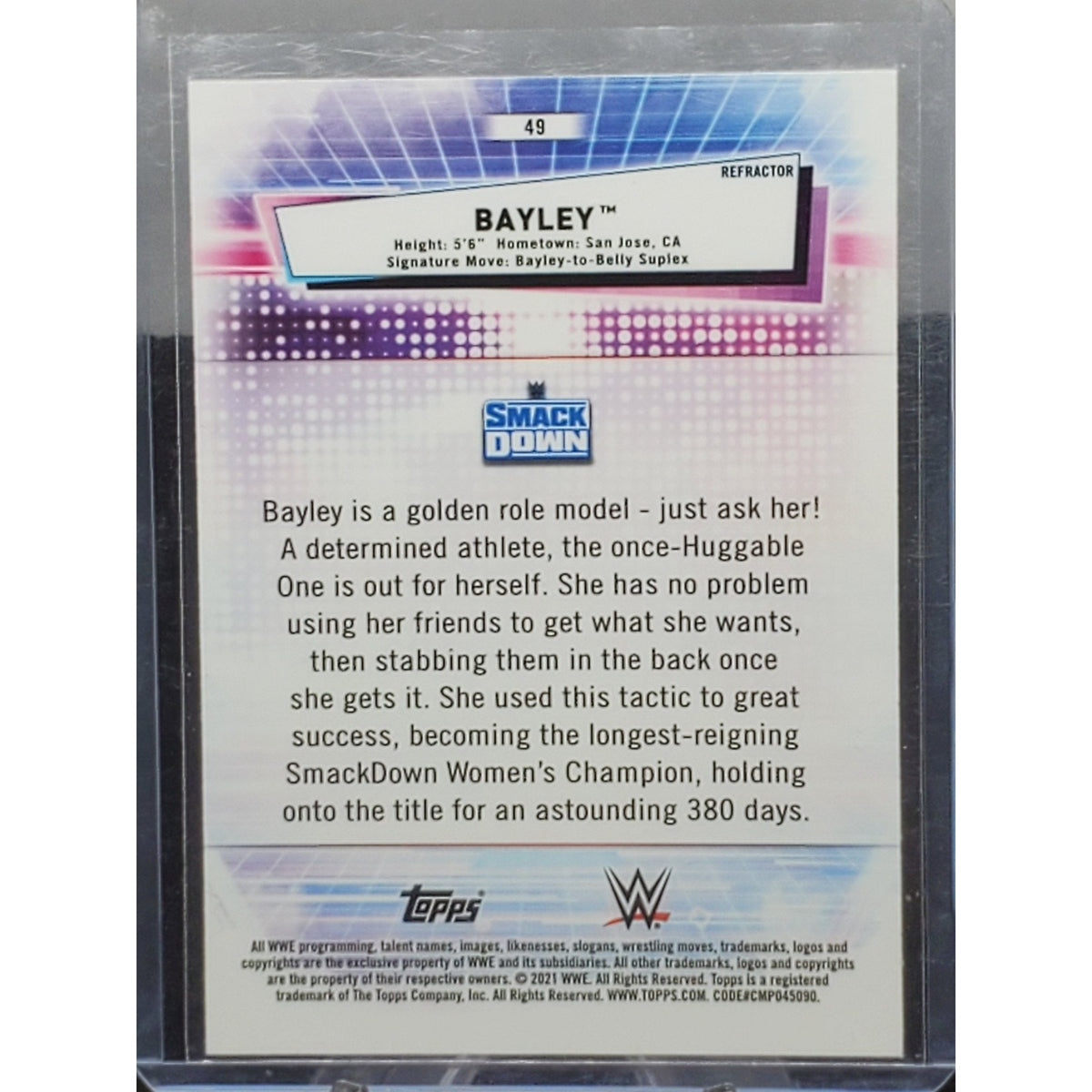 2021 Topps Chrome WWE Refractor Bayley #49 NM