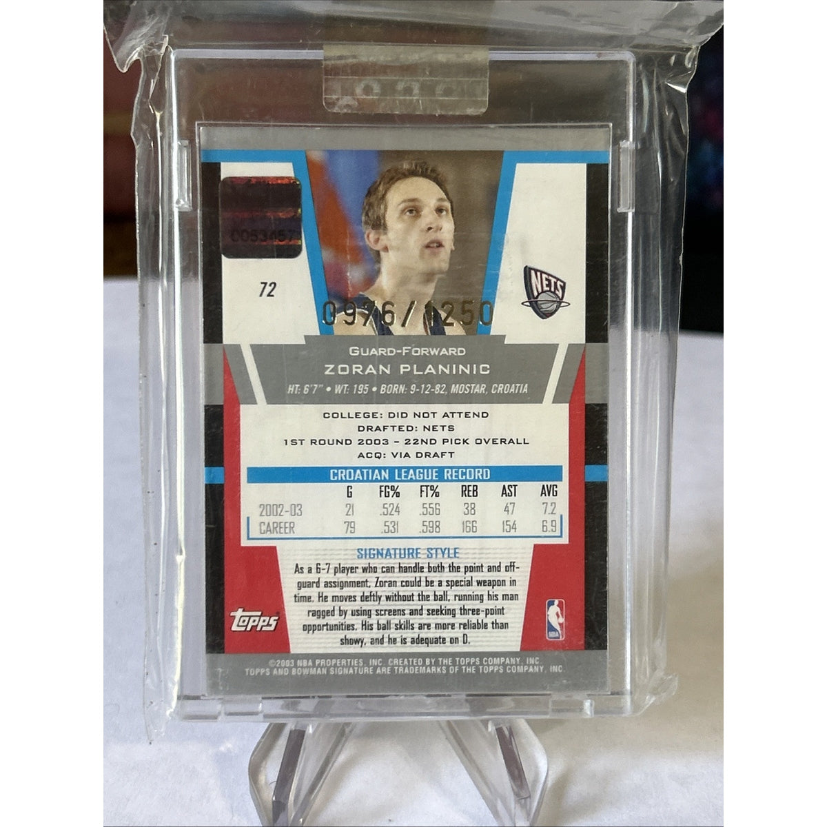 2003-04 Bowman Signature - #72 Zoran Planinic /1250 (AU, RC) Topps sealed