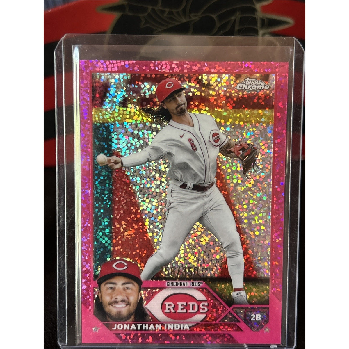 JONATHAN INDIA 2023 TOPPS CHROME PINK SPECKLE REFRACTOR #258/350 - Pack Fresh M