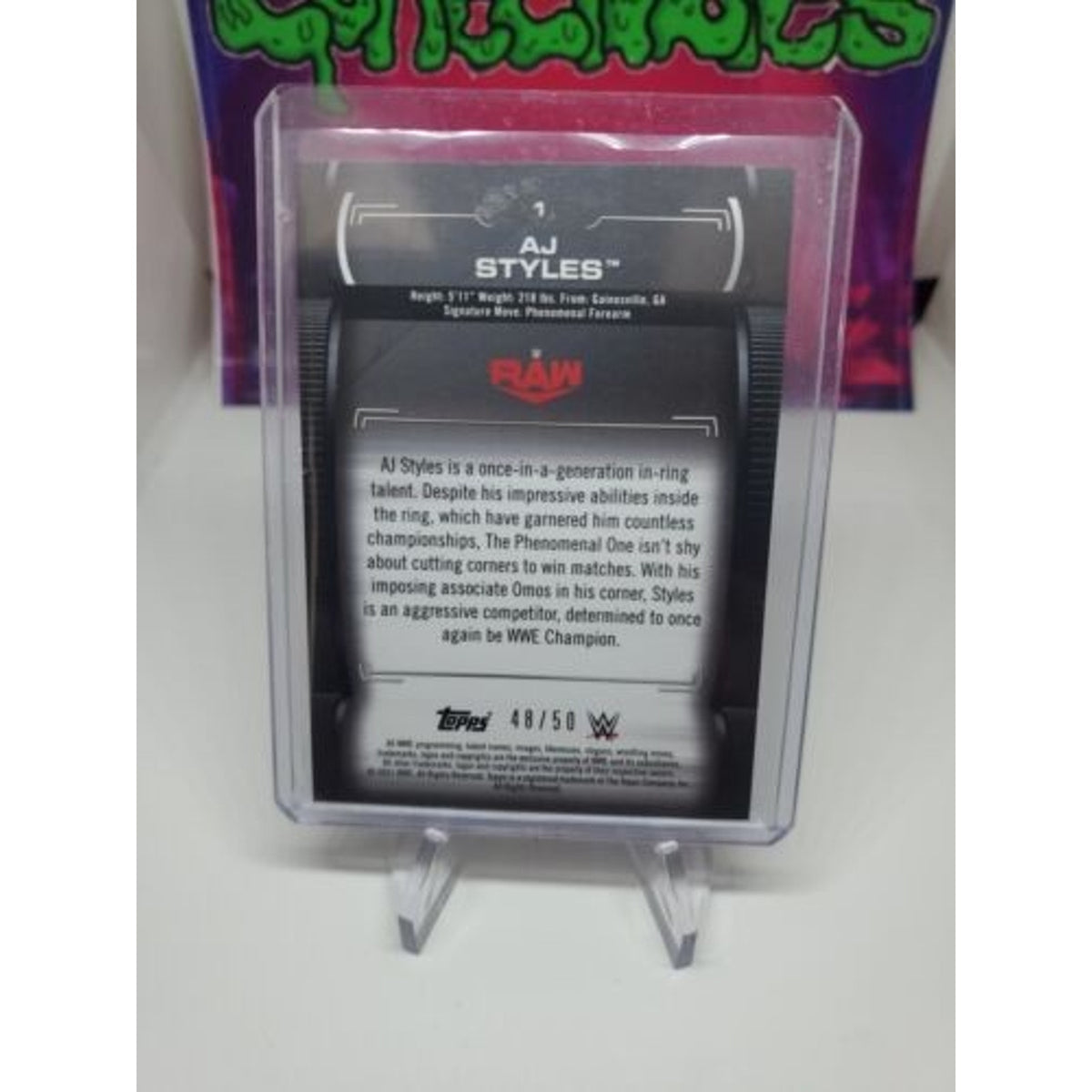 AJ Styles 2021 Topps WWE Undisputed Base Green Parallel #/50 RAW
