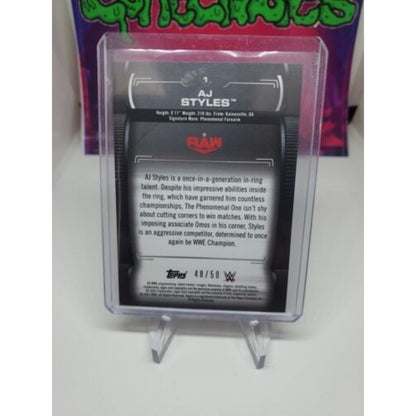 AJ Styles 2021 Topps WWE Undisputed Base Green Parallel #/50 RAW