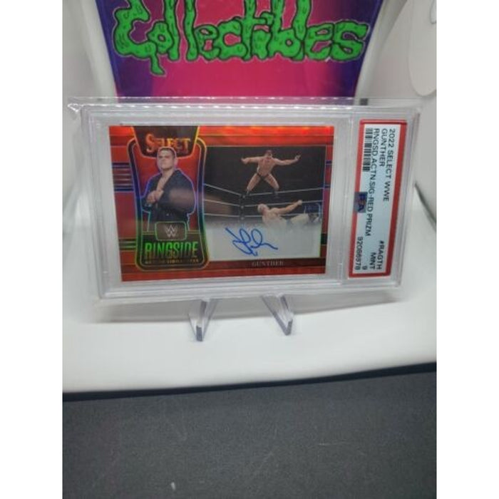 2022 Panini Select WWE Red Prizm /99 Gunther RA-GTH AUTO PSA 9 Pop 1