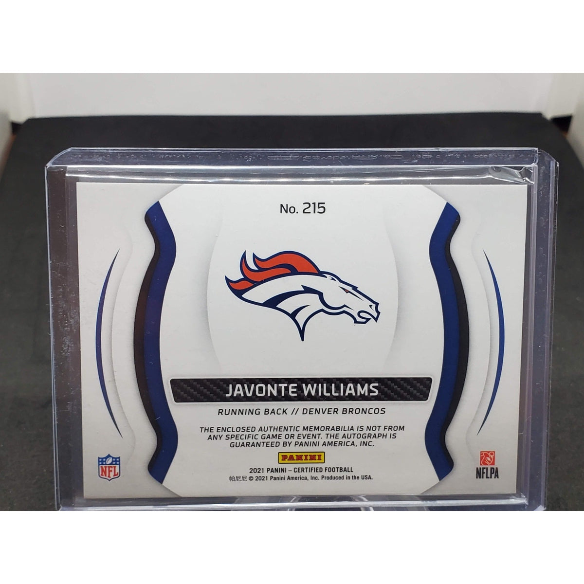 2021 Panini Certified - Freshman Fabric Mirror Signatures Javonte Williams #215