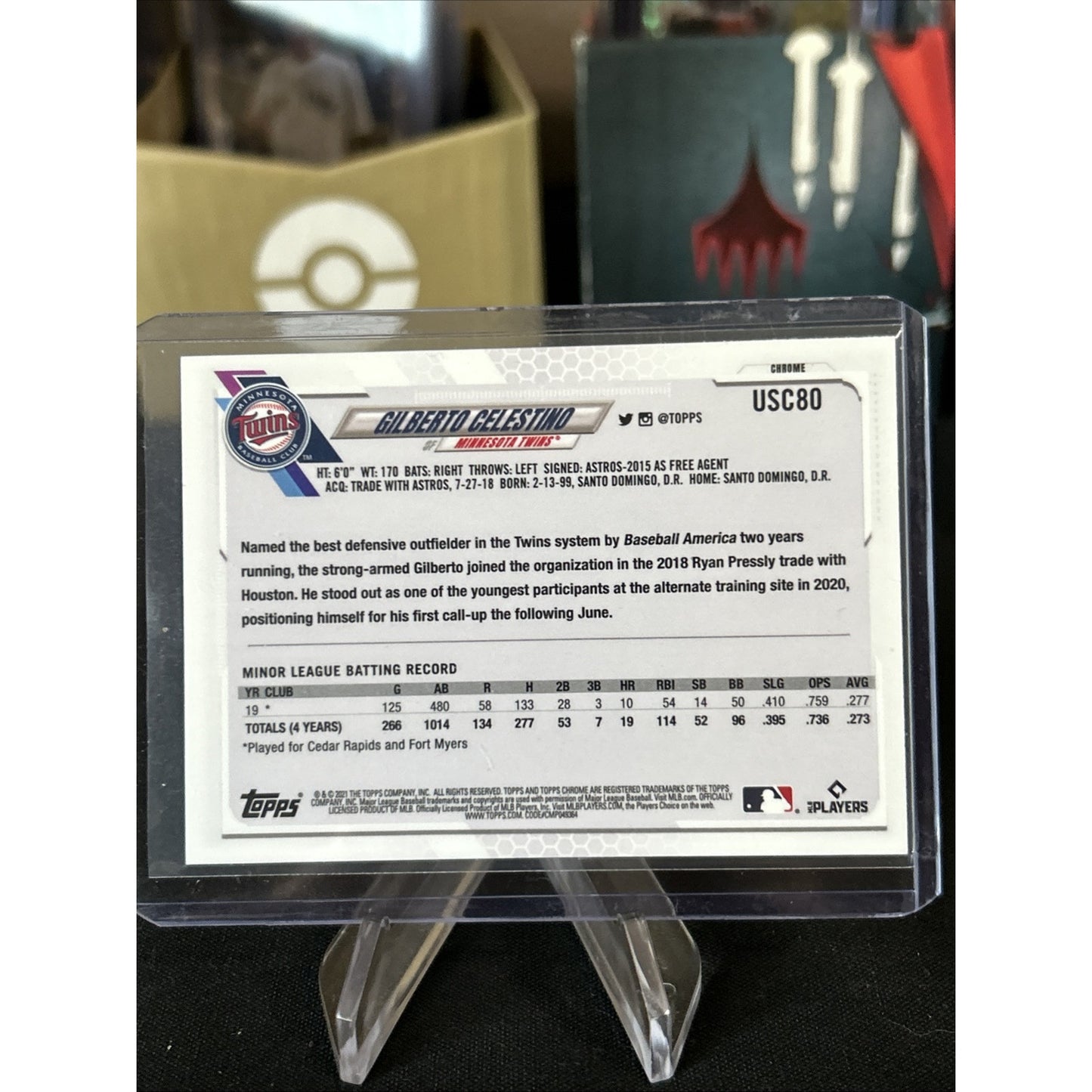 2021 Topps Chrome Update Purple Holo USC80 Gilberto Celestino RC / Pack Fresh