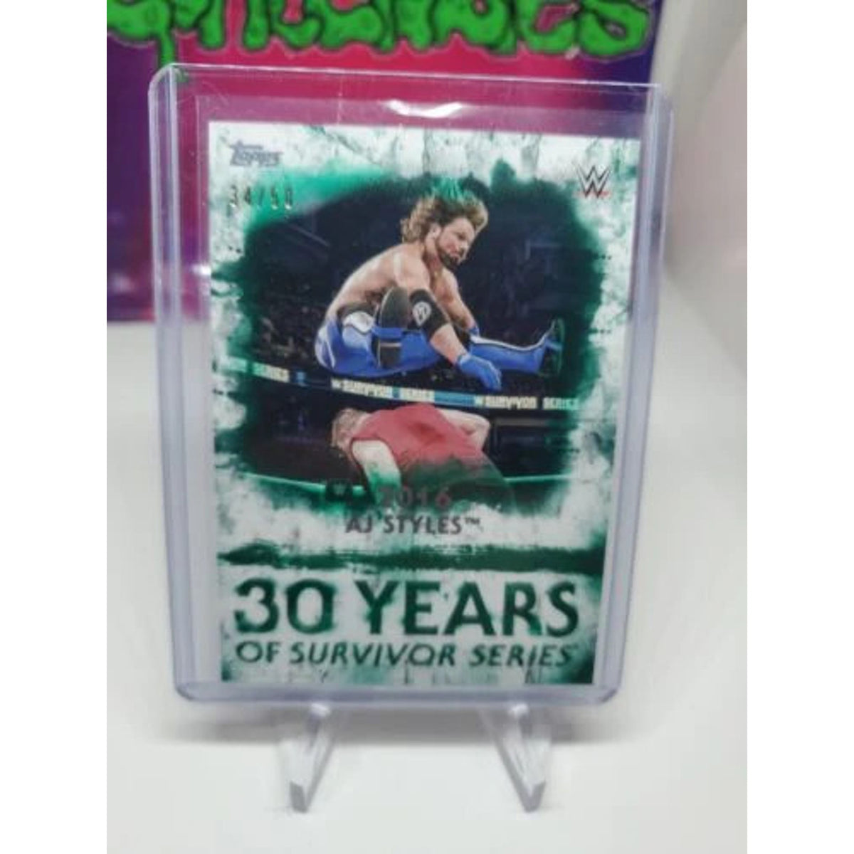 WWE AJ Styles SS-24 2018 Topps Undisputed Green Parallel Card SN #/50