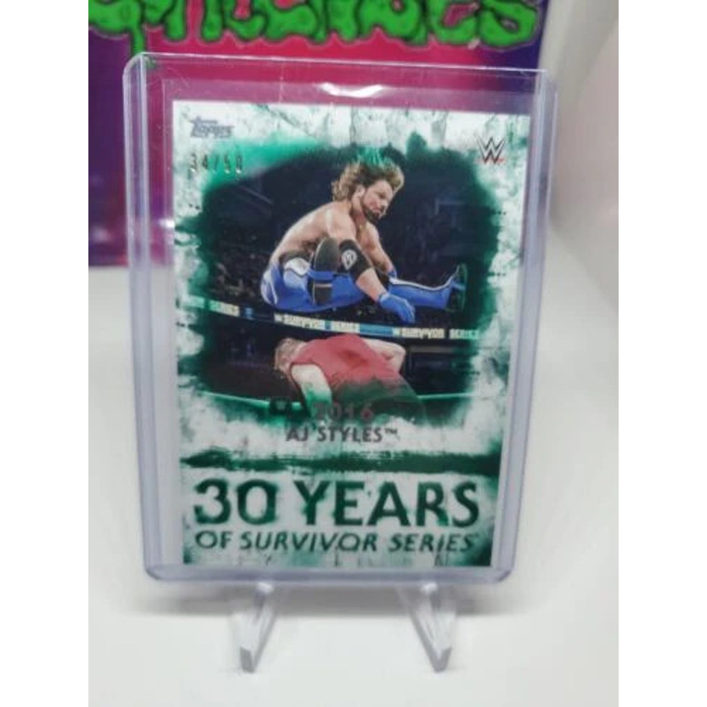 WWE AJ Styles SS-24 2018 Topps Undisputed Green Parallel Card SN #/50
