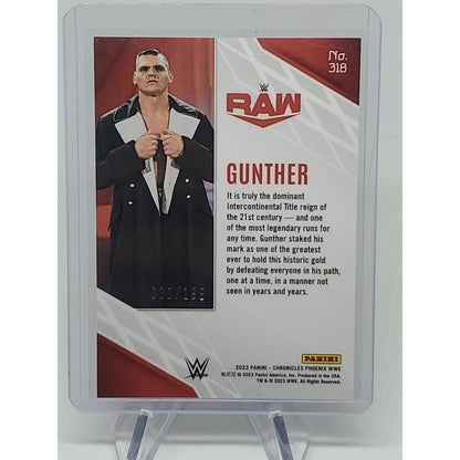 2023 Panini Chronicles Phoenix WWE, Gunther Red Parallel #'D /199, #318, NM/M