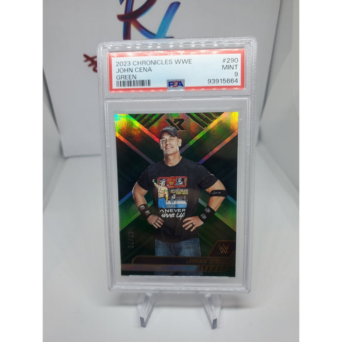 2023 PANINI CHRONICLES WWE JOHN CENA XR Green # /75 PSA 9 POP 1 YOU CANT SEE IT