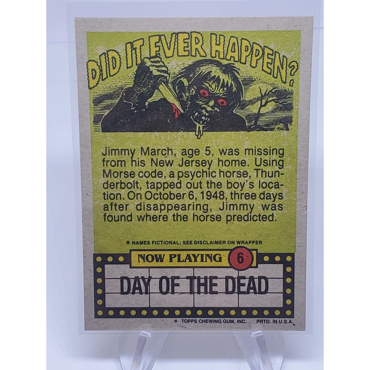 VINTAGE 1985 FRIGHT FLICKS TRADING CARD # 6 DAY OF THE DEAD