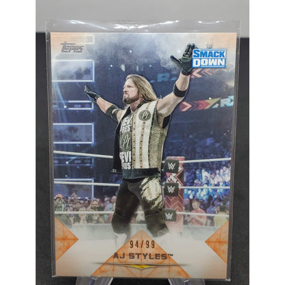 2020 Topps WWE Undisputed AJ STYLES Base Orange Parallel /99 SmackDown