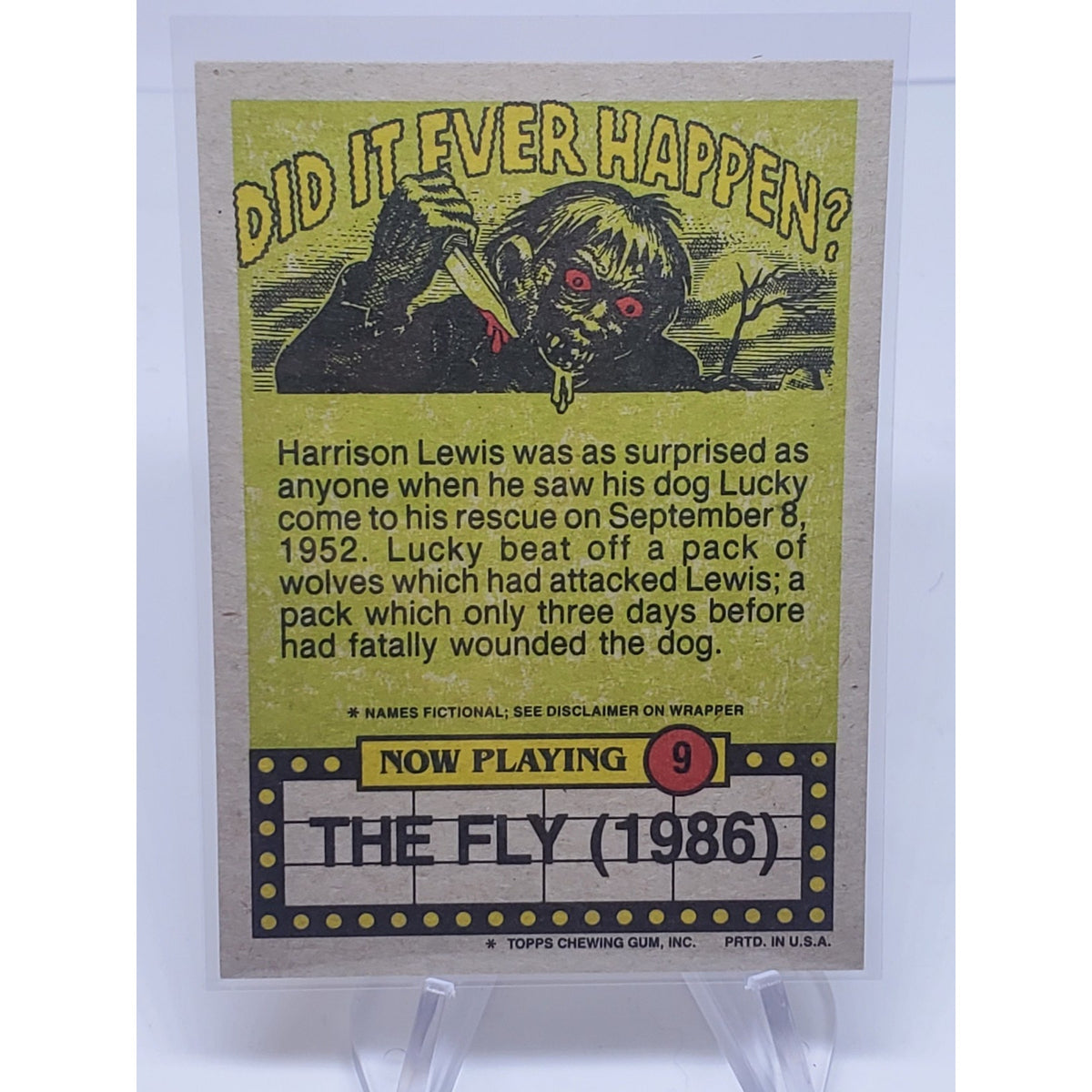 VINTAGE 1985 FRIGHT FLICKS TRADING CARD # 9 THE FLY (1986)