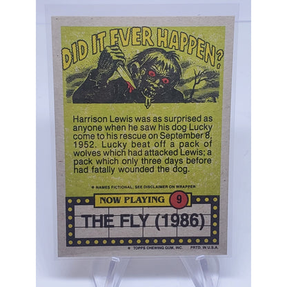 VINTAGE 1985 FRIGHT FLICKS TRADING CARD # 9 THE FLY (1986)