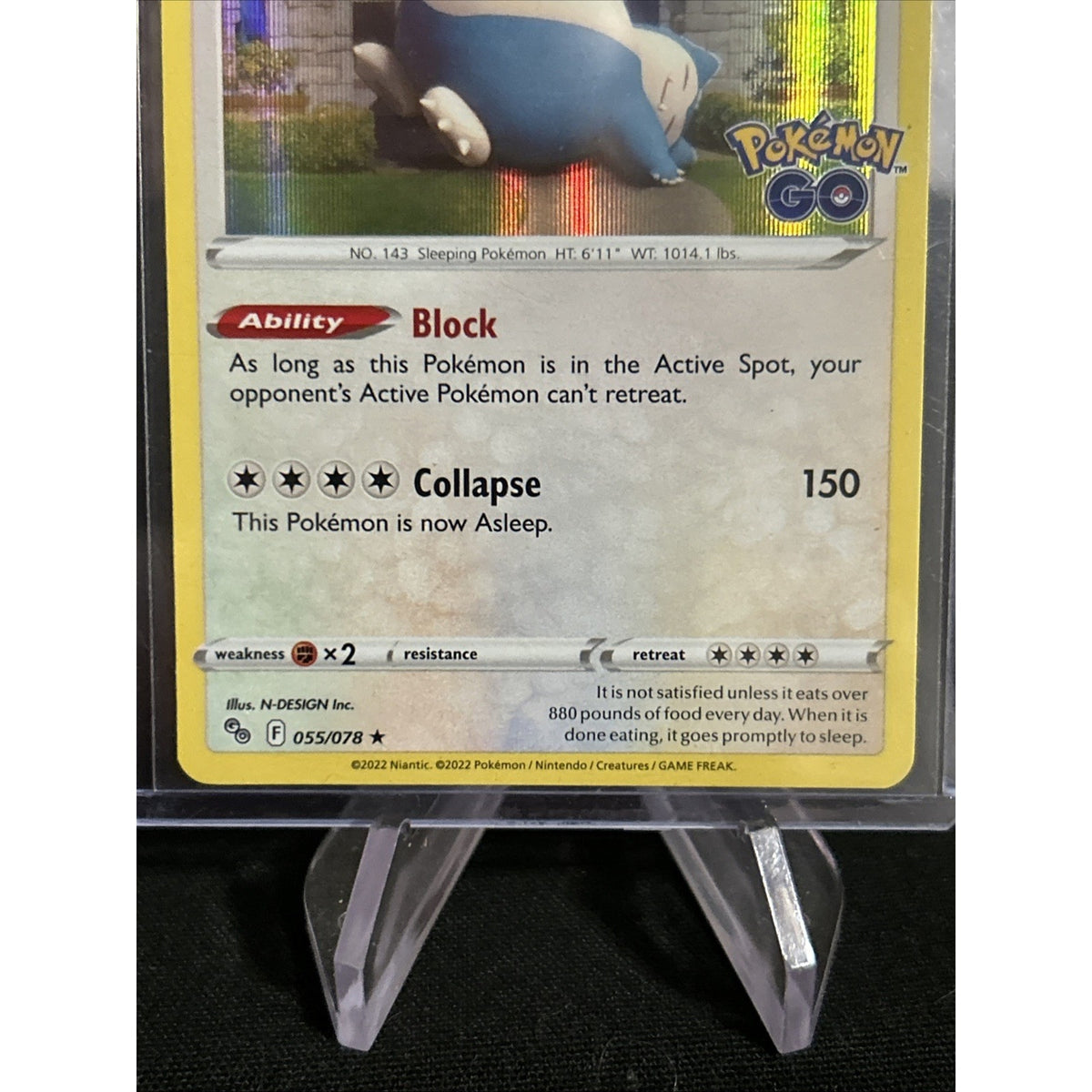 Pokémon TCG Snorlax Pokémon GO 055/078 Holo - Top Loaded - Pack Fresh New