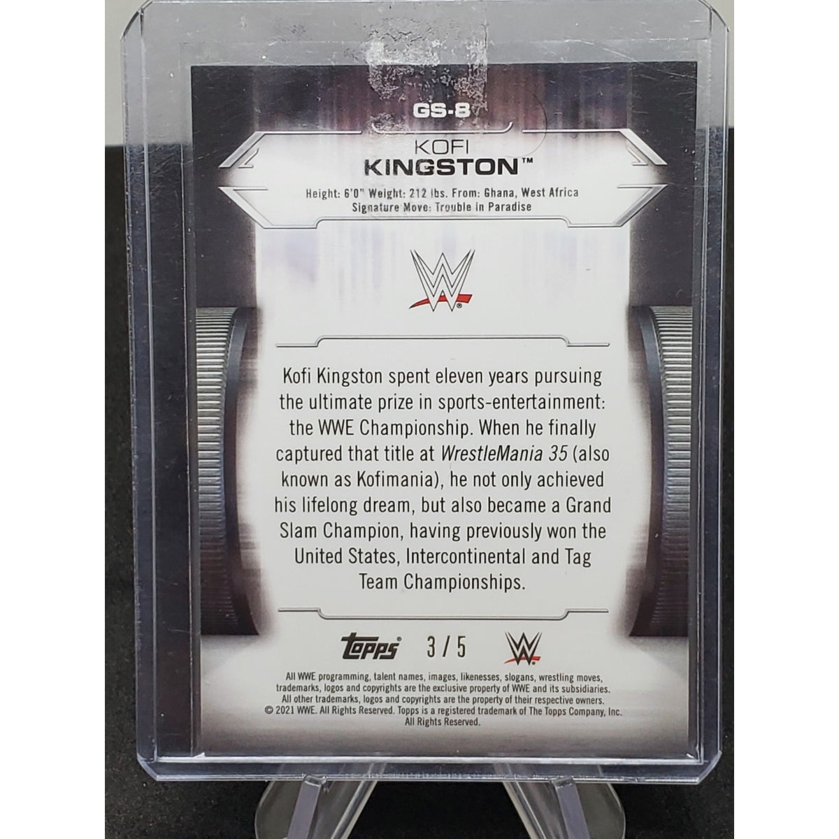 Kofi Kingston 2021 Topps WWE Undisputed Black # /5 GS-8