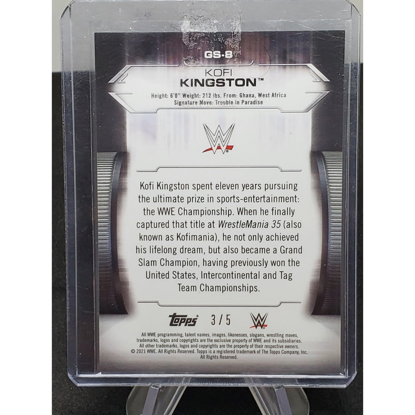 Kofi Kingston 2021 Topps WWE Undisputed Black # /5 GS-8
