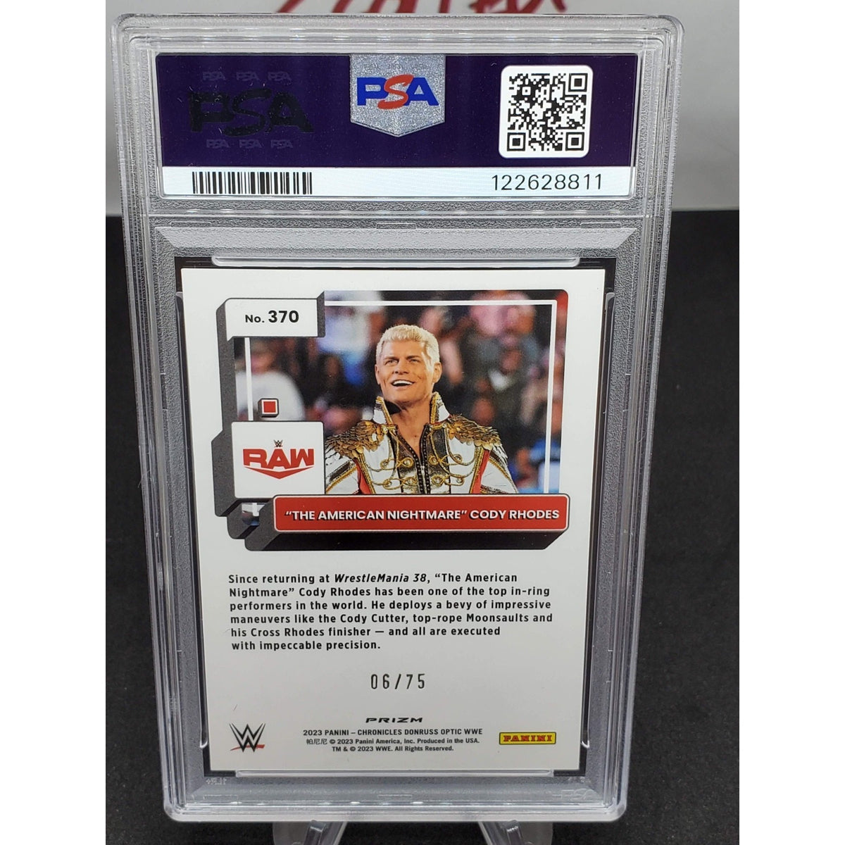 2023 Panini Chronicles WWE Donruss Optic Cody Rhodes #370 PSA 9 Green Prizm /75