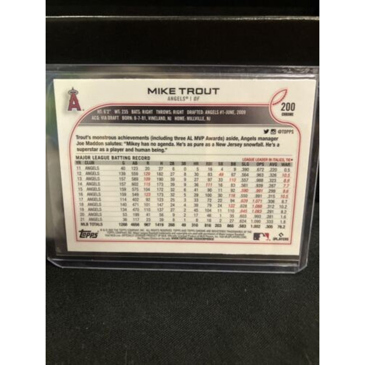Mike Trout 2022 Topps Chrome Sonic Black White Ray Wave SP Refractor Angels #200