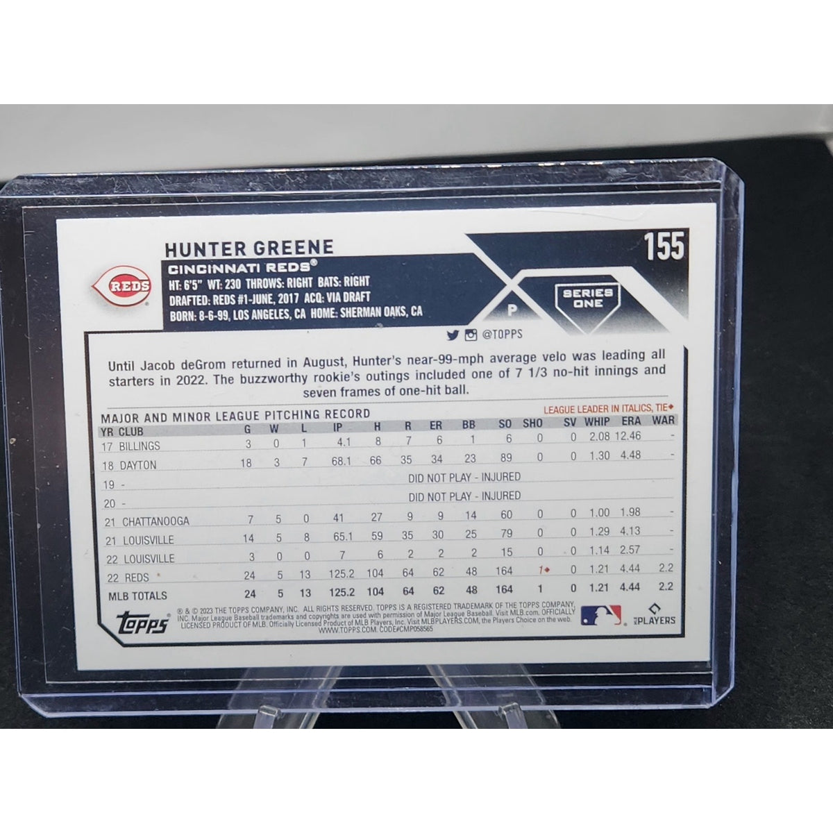 Hunter Greene 2023 Topps #155 Royal Blue Cincinnati Reds