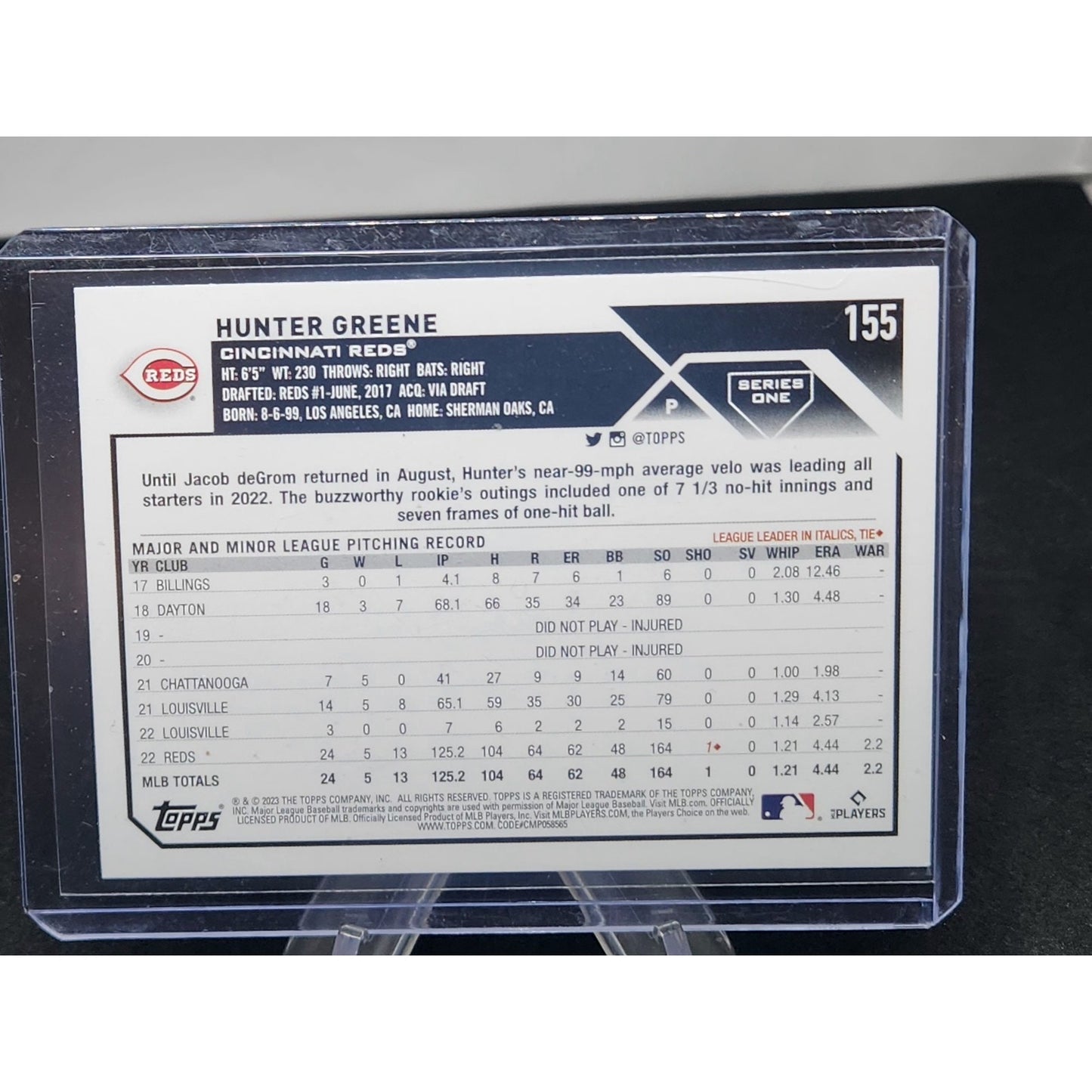 Hunter Greene 2023 Topps #155 Royal Blue Cincinnati Reds