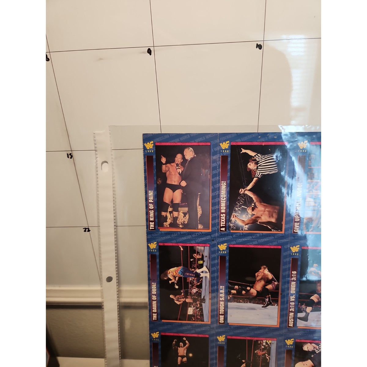 WWF Magazine Cards Uncut Austin Sheet 1998 #184-192 Austin Bret Owen King Tyson
