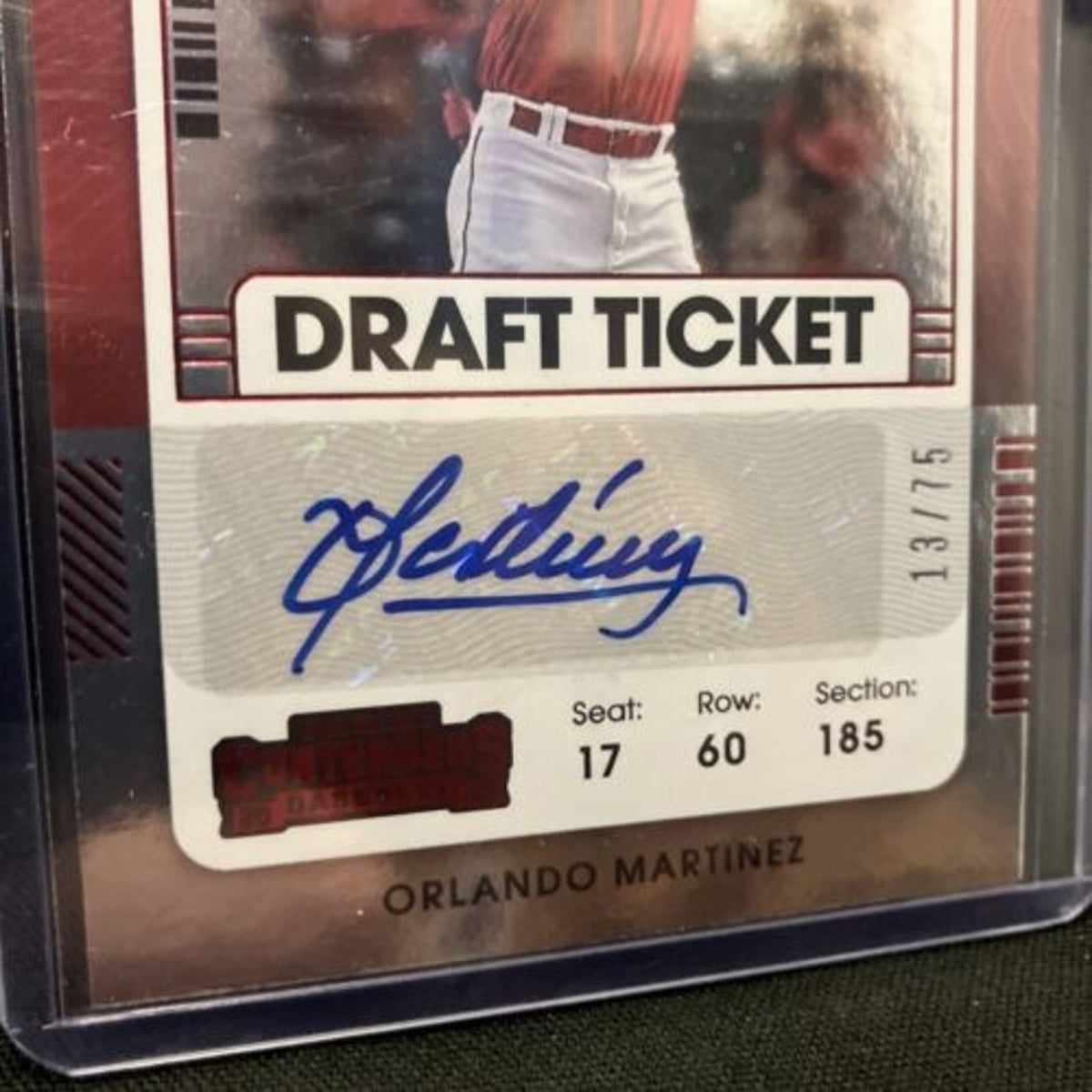RC RED Foil Rookie Card Auto /75 2021 Contenders Draft Ticket Orlando Martinez
