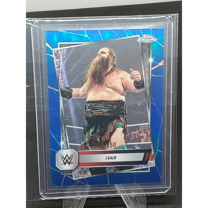 Ivar /150 2025 Topps Chrome WWE BLUE Refractor #77 RAW