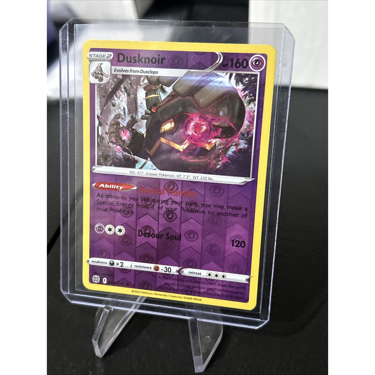 Pokemon TCG Dusknoir Sword & Shield: Brilliant Stars 062/172 Reverse Holo NM/M