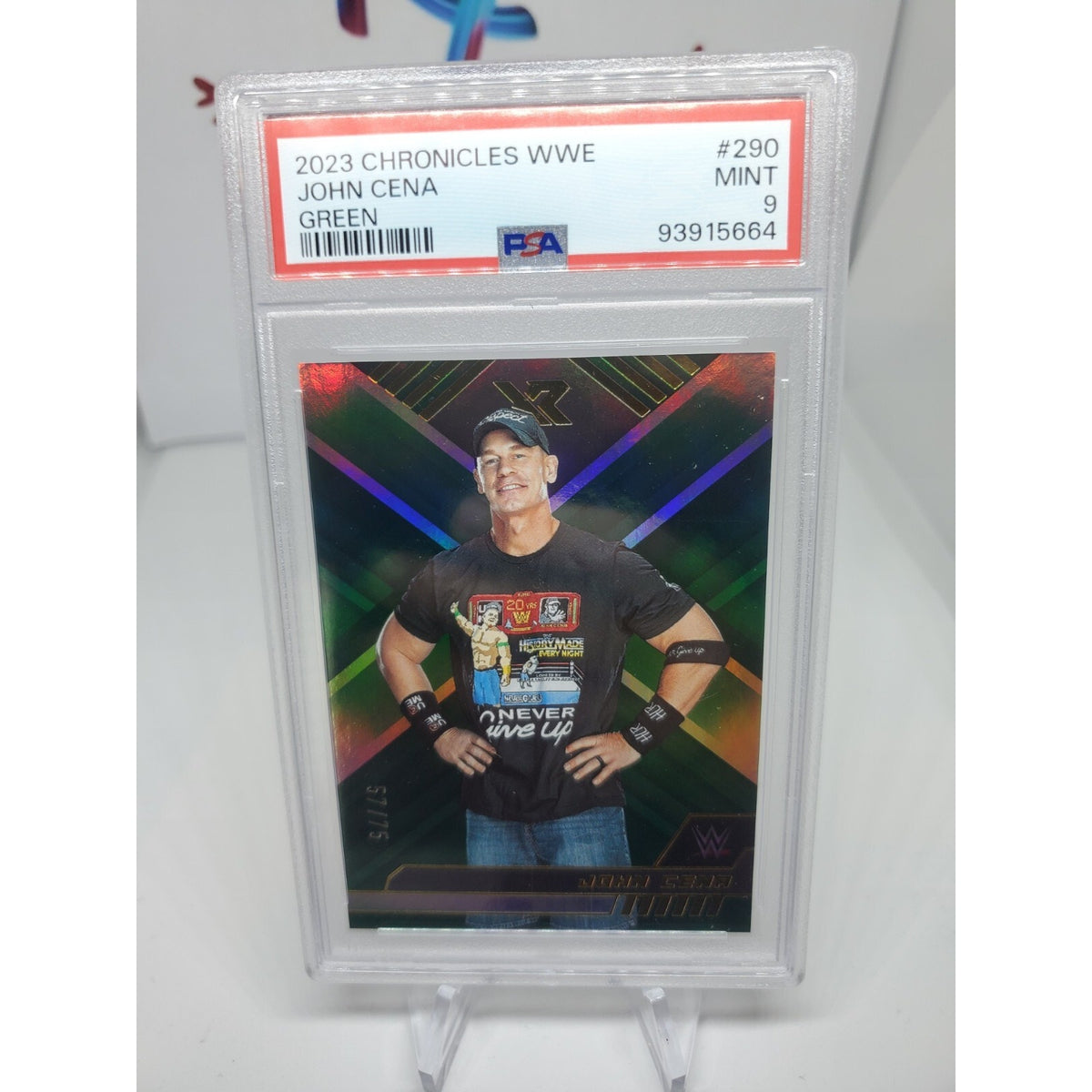 2023 PANINI CHRONICLES WWE JOHN CENA XR Green # /75 PSA 9 POP 1 YOU CANT SEE IT