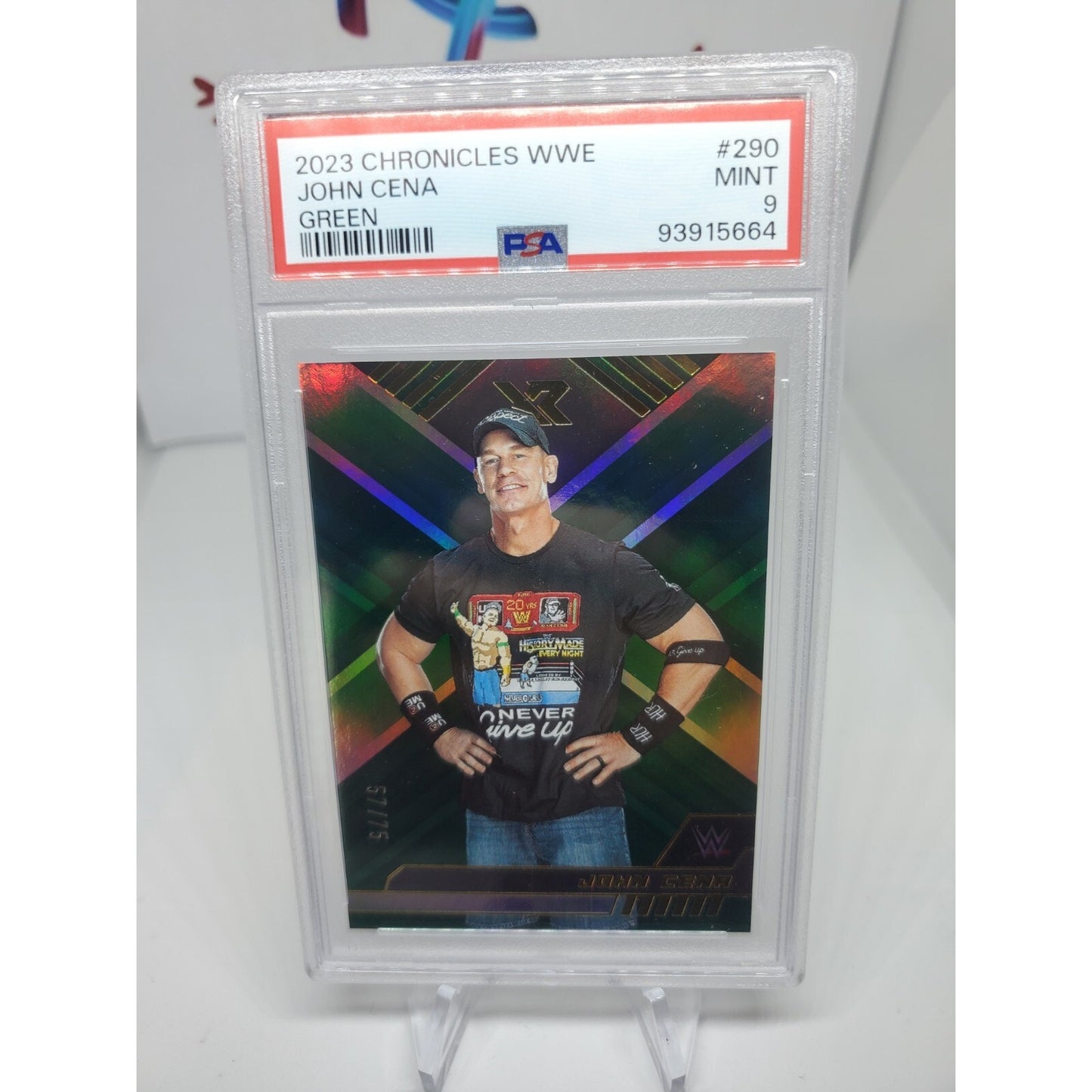 2023 PANINI CHRONICLES WWE JOHN CENA XR Green # /75 PSA 9 POP 1 YOU CANT SEE IT