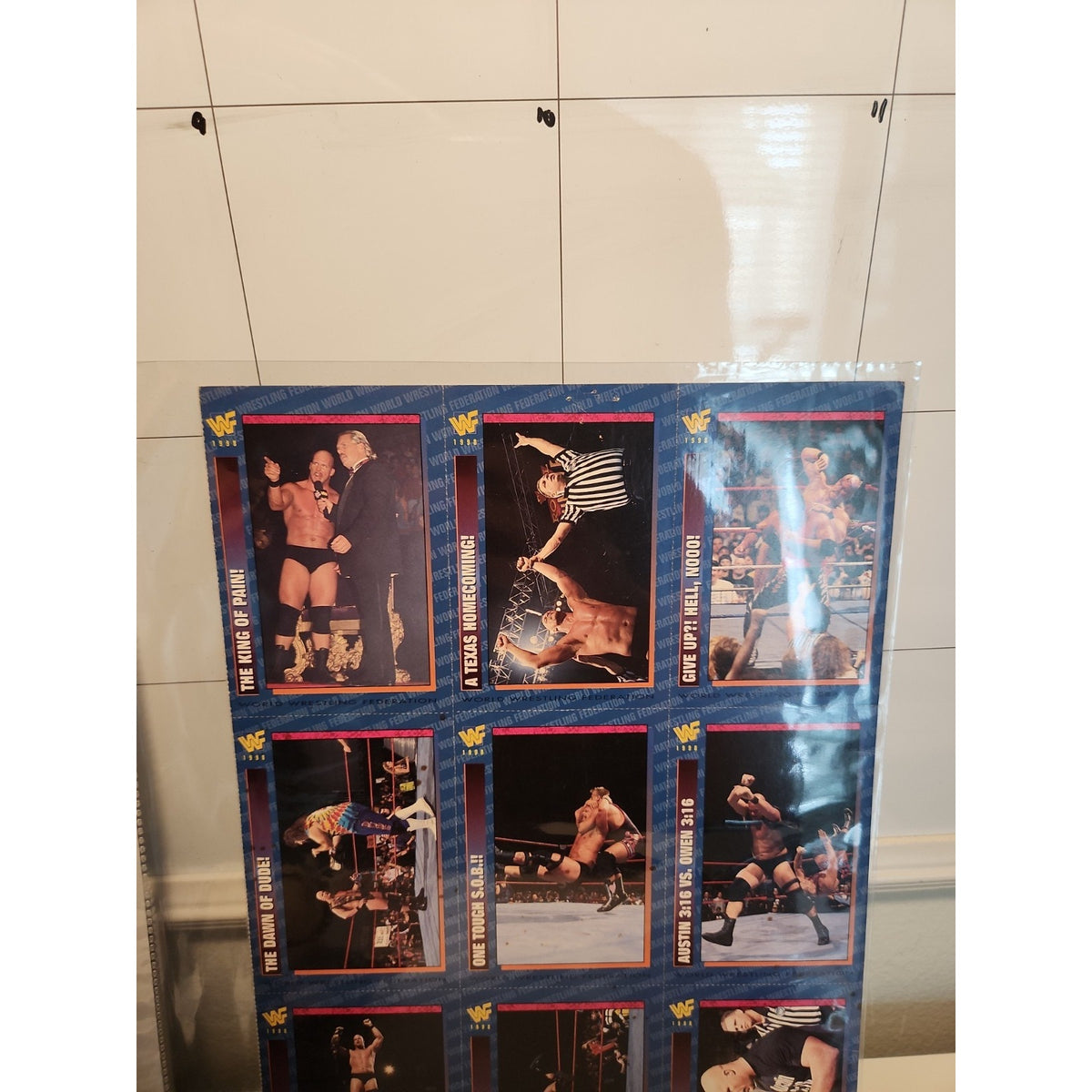 WWF Magazine Cards Uncut Austin Sheet 1998 #184-192 Austin Bret Owen King Tyson