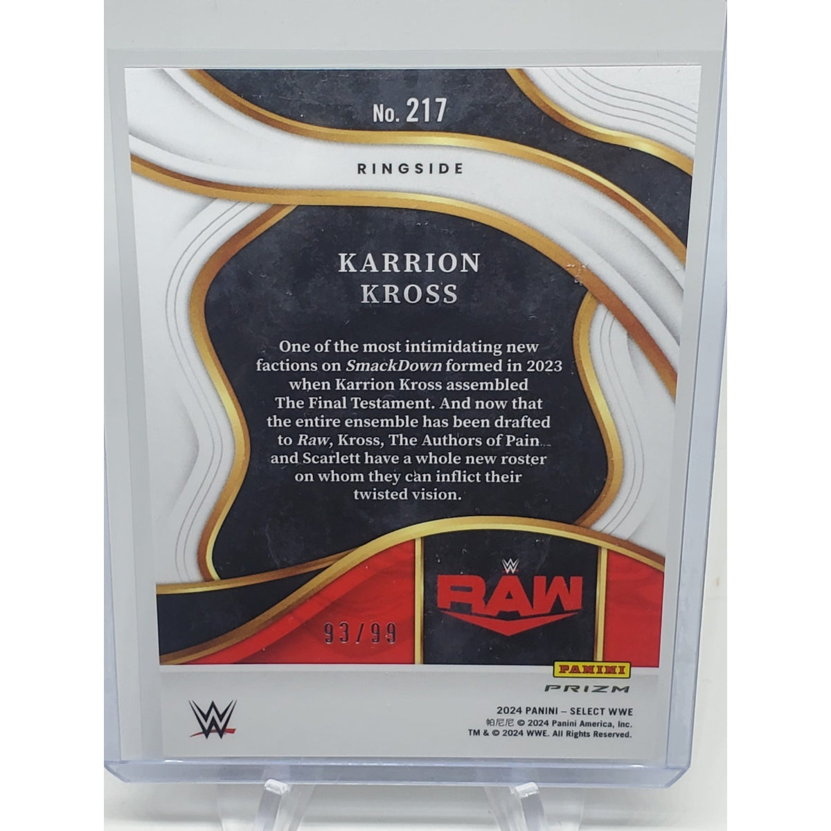 Karrion Kross Red 93/99 2024 Panini Select WWE No. 217