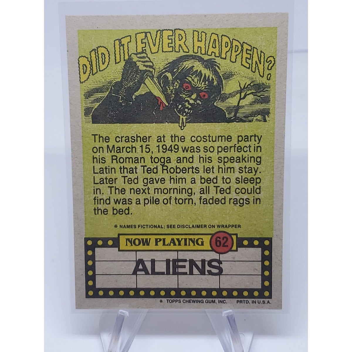 1988 TOPPS *FRIGHT FLICKS* CARD #62 NM