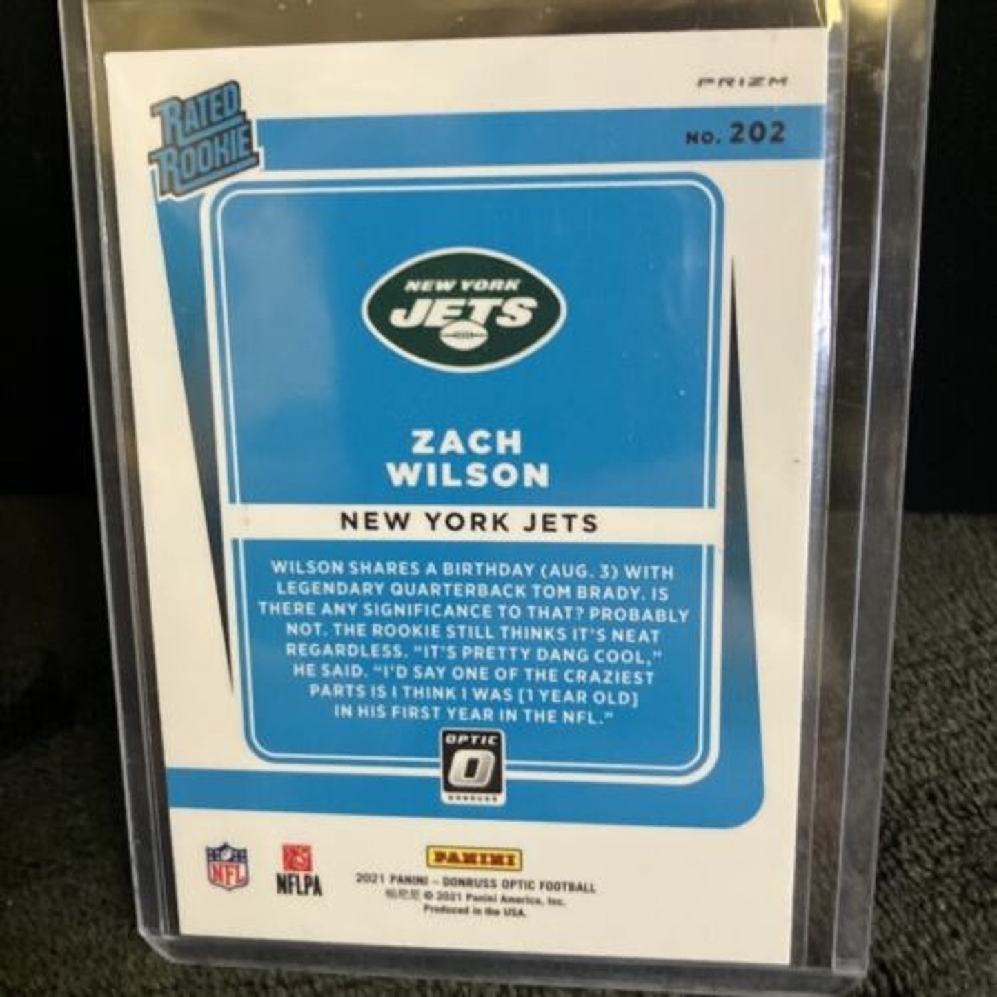 2021 Donruss Optic Zach Wilson Rated Rookie #202 Blue Scope Prizm Jets RC New
